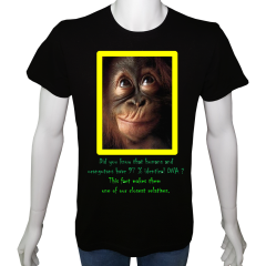 Unisex T-shirt Siyah 'Doğa&Çevre / Orangutan1' Baskılı
