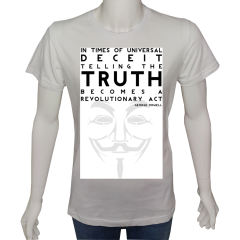 Unisex T-shirt Beyaz 'UyandırmaServisi / Vendetta6' Baskılı