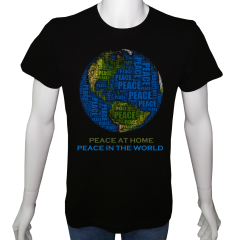 Unisex T-shirt Siyah 'UyandırmaServisi / Barış1' Baskılı