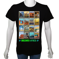 Unisex T-shirt Siyah 'Ülke&Şehir / Afrika Ülkeleri1' 2Baskılı