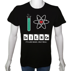 Unisex T-shirt Siyah 'Bilim Kulübü / Bilim10' Baskılı