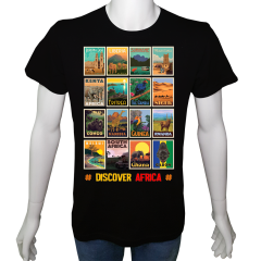 Unisex T-shirt Siyah 'Ülke&Şehir / Afrika Ülkeleri2' 2Baskılı