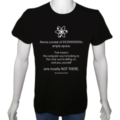 Unisex T-shirt Siyah 'Bilim Kulübü / Atom boşluktur' Baskılı
