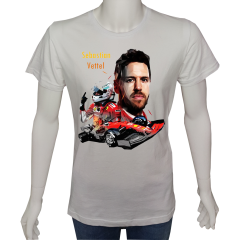 Unisex T-shirt Beyaz 'Oto / Formula9' Baskılı