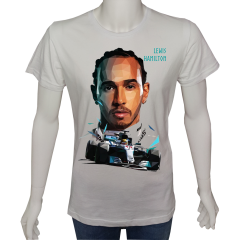 Unisex T-shirt Beyaz 'Oto / Formula10' Baskılı