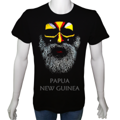 Erkek T-shirt Siyah 'Papua Adamı' Baskılı