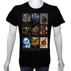 Unisex T-shirt Siyah 'Sinema&Dizi/Yüzüklerin Efendisi' 2Baskılı