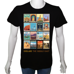 Unisex T-shirt Siyah 'Ülke&Şehir / Ortadoğu1' Baskılı