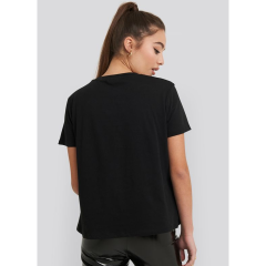 Kadın T-shirt Siyah 'Hamsa' Baskılı