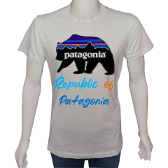 Unisex T-shirt Beyaz 'Ülke&Şehir / Patagonya1' Baskılı