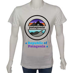 Unisex T-shirt Beyaz 'Ülke&Şehir / Patagonya3' Baskılı