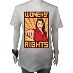 Kadın T-shirt Beyaz 'Kadın Hakları' Baskılı
