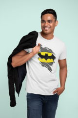 Genç T-shirt Beyaz 'Batman' Baskılı