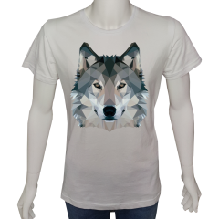 Unisex T-shirt Beyaz 'Hayvanlar / Kurt1' Baskılı