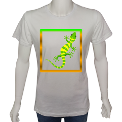 Unisex T-shirt Beyaz 'Hayvanlar / Geko1' Baskılı