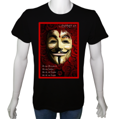 Unisex T-shirt Siyah 'UyandırmaServisi / Vendetta1' Baskılı