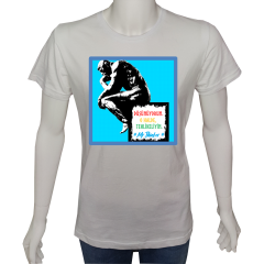 Unisex T-shirt Beyaz 'Beyin Fırtınası / Düşünen Adam' Baskılı
