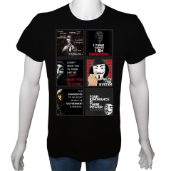 Unisex T-shirt Siyah 'UyandırmaServisi / Vendetta8' Baskılı