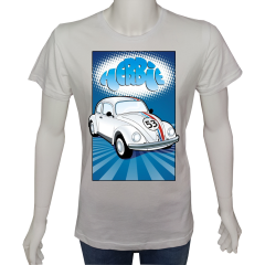 Unisex T-shirt Beyaz 'Oto / Herbie2' 2Baskılı