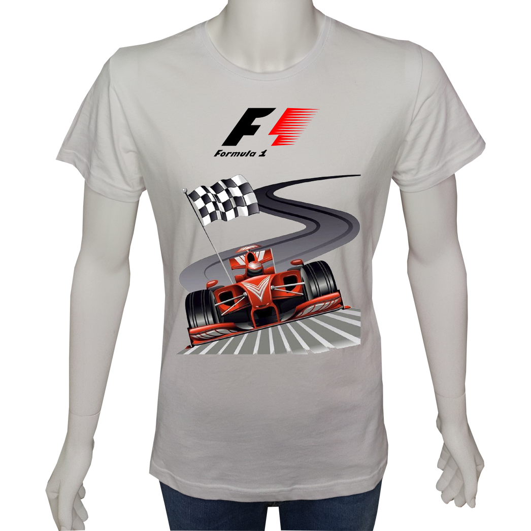 Unisex T-shirt Beyaz 'Oto / Formula18' 2Baskılı