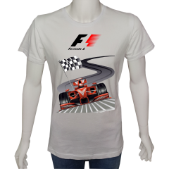 Unisex T-shirt Beyaz 'Oto / Formula18' 2Baskılı