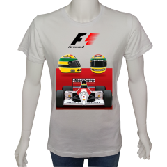 Unisex T-shirt Beyaz 'Oto / Formula19' 2Baskılı