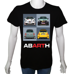 Unisex T-shirt Siyah 'Oto / Abarth4' Baskılı
