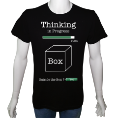 Unisex T-shirt Siyah 'Beyin Fırtınası / Kutunun dışında düşün' Baskılı