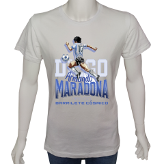 Unisex T-shirt Beyaz 'Spor/Maradona1' Baskılı
