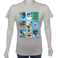Unisex T-shirt Beyaz 'Spor/Maradona2' 2Baskılı