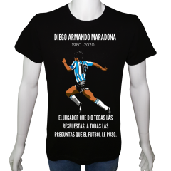 Unisex T-shirt Siyah 'Spor/Maradona3' Baskılı