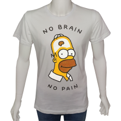 Unisex T-shirt Beyaz 'Beyin Fırtınası / Beyin yok acı yok' Baskılı
