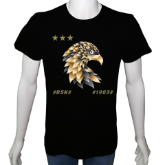 Unisex T-shirt Siyah 'Fanatik Taraftar/BJK6' Baskılı