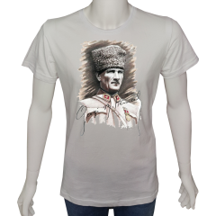 Unisex T-shirt Beyaz 'Atatürk/Atatürk2' Baskılı