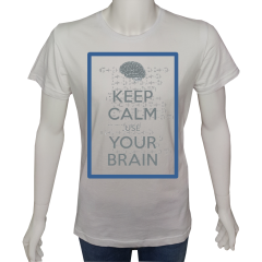 Unisex T-shirt Beyaz 'Beyin Fırtınası / Beynini kullan8' Baskılı