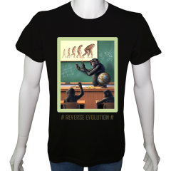 Unisex T-shirt Siyah 'Aforizma / Tersine Evrim' Baskılı