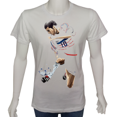 Unisex T-shirt Beyaz 'Spor/Zidane1' Baskılı
