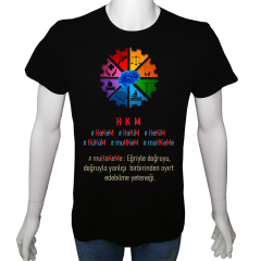 Unisex T-shirt Siyah 'Beyin Fırtınası / Muhakeme' Baskılı