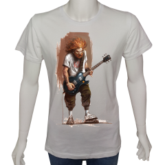 Unisex T-shirt Beyaz 'Müzik/Gitarist1' Baskılı
