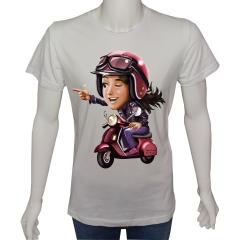 Unisex T-shirt Beyaz 'Moto / Scooter1' Baskılı