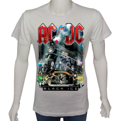 Unisex T-shirt Beyaz 'Müzik/AC&DC1' Baskılı
