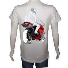 Unisex T-shirt Beyaz 'Moto / Racing Moto2' 2Baskılı