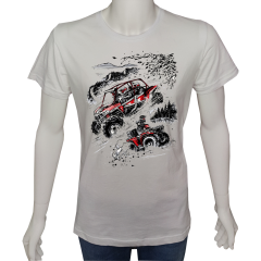 Unisex T-shirt Beyaz 'Moto / ATV1' Baskılı