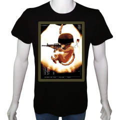 Unisex T-shirt Siyah 'Asker&Taktik / Ultrasonik Asker' Baskılı
