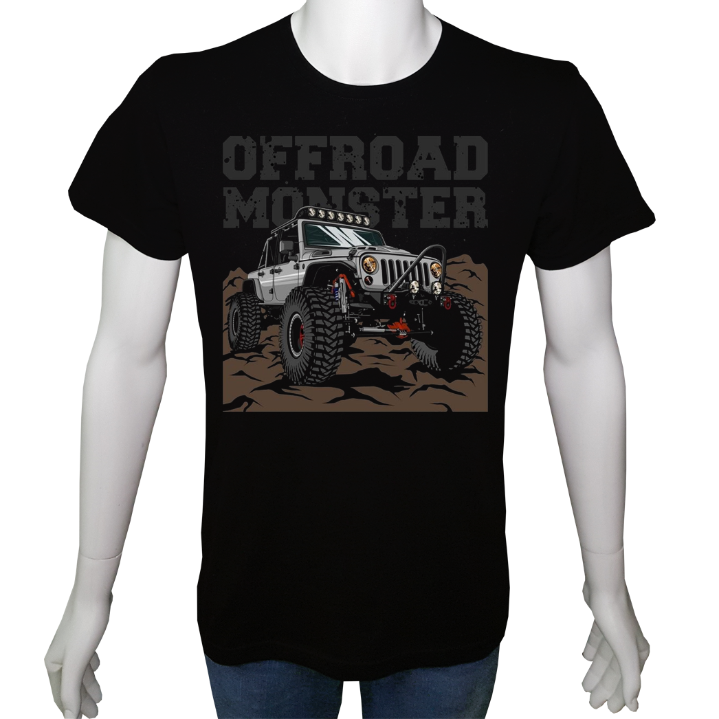 Unisex T-shirt Siyah 'Kamp&Macera / OffRoad6' Baskılı