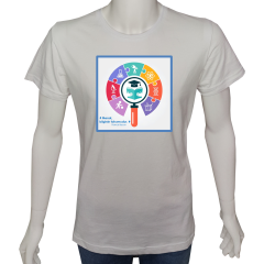 Unisex T-shirt Beyaz 'Bilim Kulübü / Merak bilginin tohumudur' Baskılı