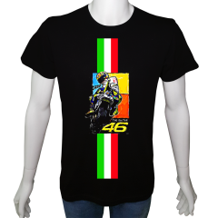 Unisex T-shirt Siyah 'Moto / Racing Moto5' 2Baskılı