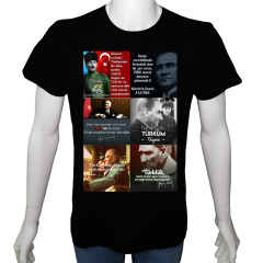 Unisex T-shirt Siyah 'Atatürk/Başbuğ2' 2Baskılı