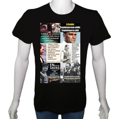 Unisex T-shirt Siyah 'Atatürk/Cehaletle savaş' 2Baskılı