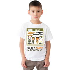 Çocuk T-shirt Beyaz 'Asker' Baskılı